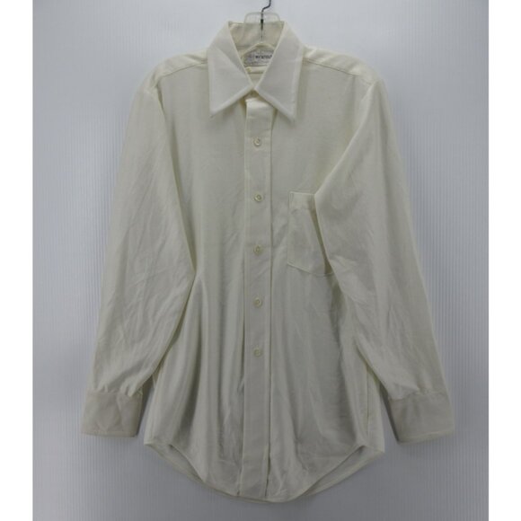 VINTAGE Wickfield Shirt 14.5 Button Up Dagger Collar 70s Nylon Disco * - Picture 1 of 13